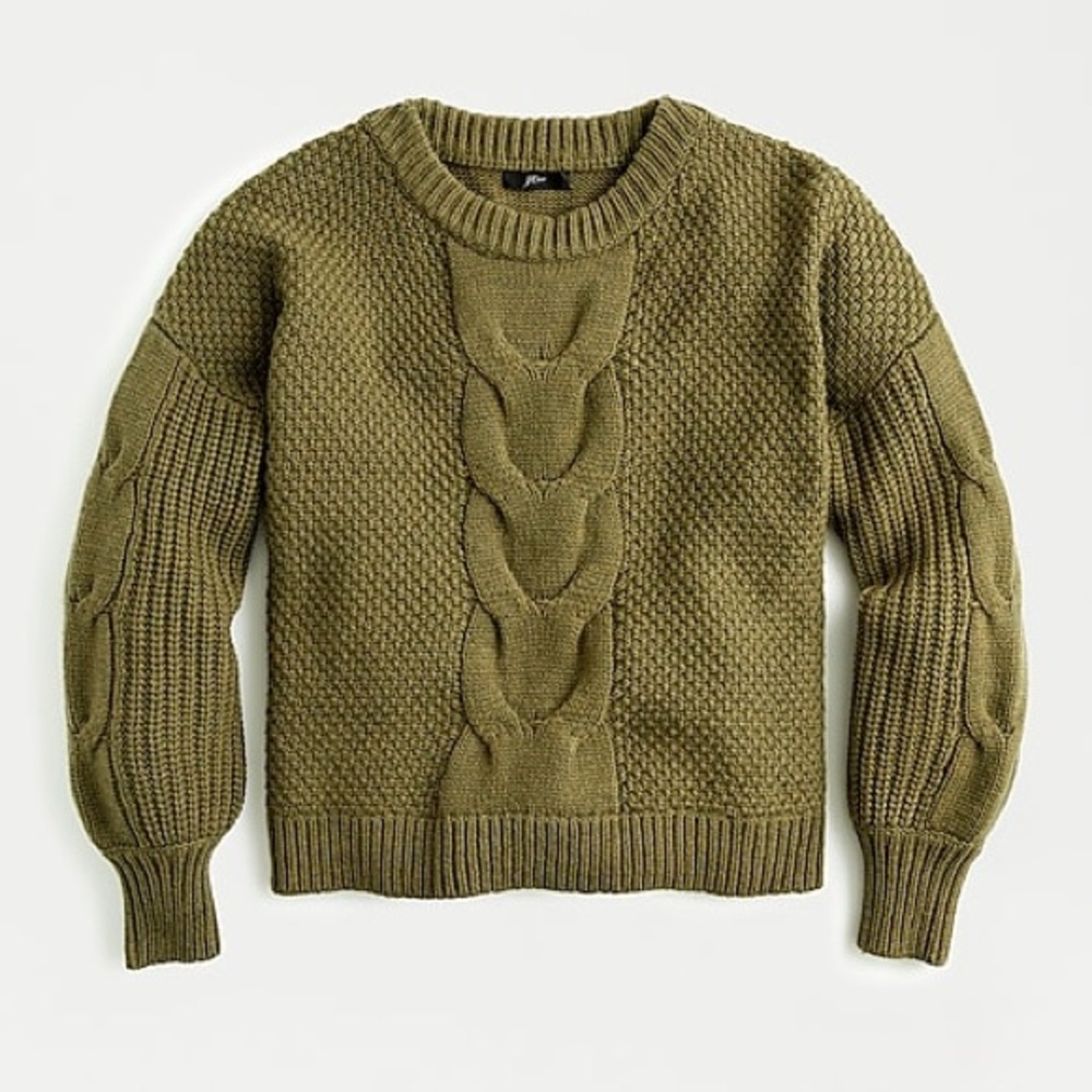 J. Crew | Cable-Knit Balloon Sleeve Sweater